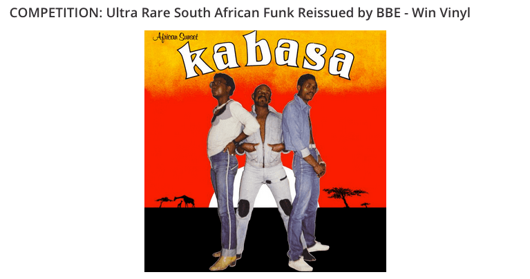 Win a yourself a vinyl copy of Kabasa's rare South African funk/rock LP 'African Sunset' courtesy of WhoSampled.com right now.