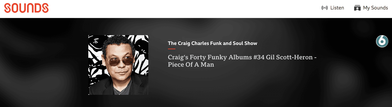 Another amazing Craig Charles Funk and Soul Show. And such a beautiful voice he has as he sings along to 'The Only Difference' by Beatchild & The Slakadeliqs