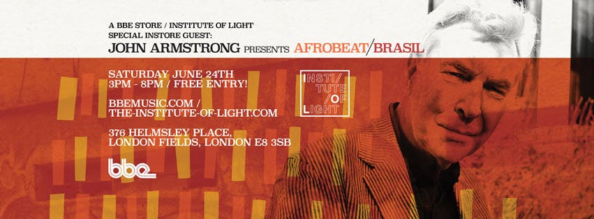 We are delighted to welcome John Armstrong to The BBE Store to celebrate his new compilation 'Afrobeat Brasil'. Double vinyl/CD album released on June 30th.