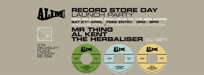 To celebrate the launch of new strictly vinyl imprint Alim Music, BBE are proud to announce an all-day party at The BBE Store in Hackney on Record Store Day, April 21st.
