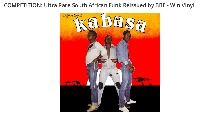 Win a yourself a vinyl copy of Kabasa's rare South African funk/rock LP 'African Sunset' courtesy of WhoSampled.com right now.
